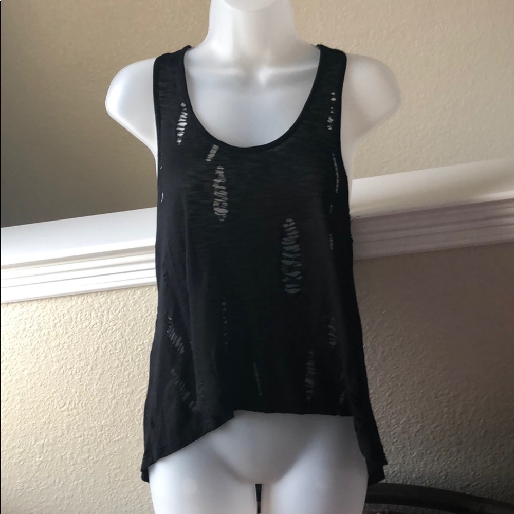 Lush black tank with rips